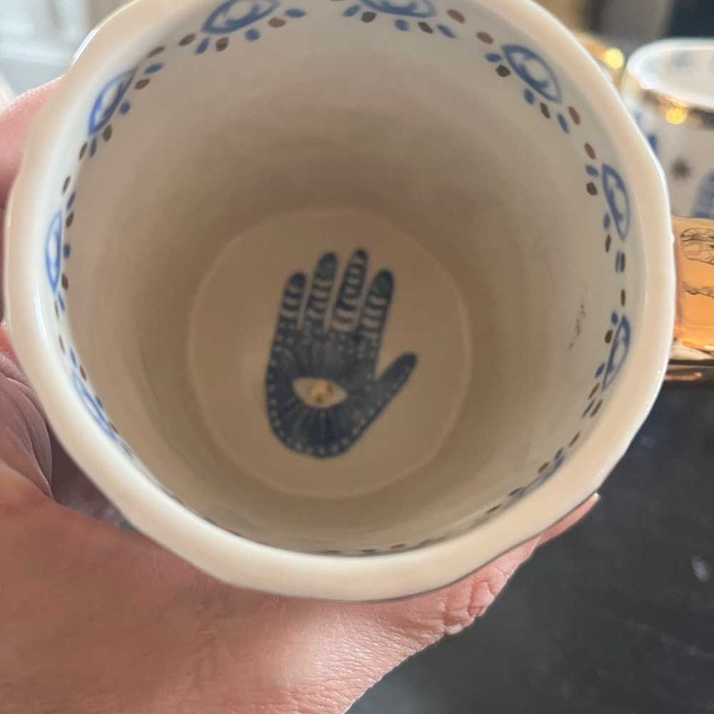 Gold and Blue Anthropologie Mugs - Picture 2 of 3